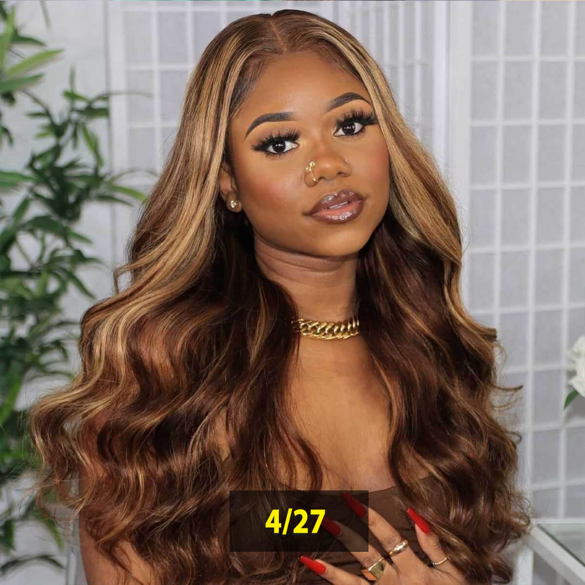 Cranberry Glueless Breathable Wigs 5x5 Lace Wig Body Wave 4/27 Color Human Hair Air Wigs