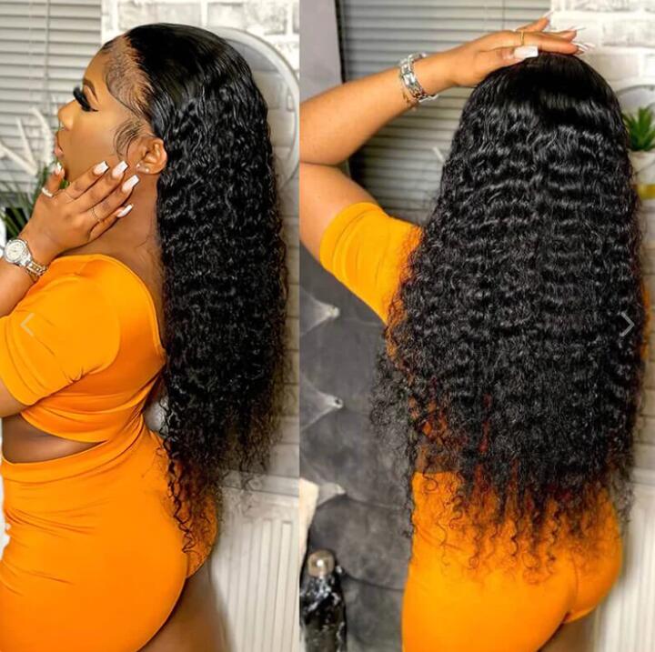 Full Lace Front Brazilian Human Hair Wig Deep Wave HD Lace Frontal