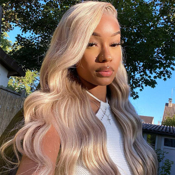 Cranberry #18 Blonde Colored Straight Human Hair Lace Front Long Wigs