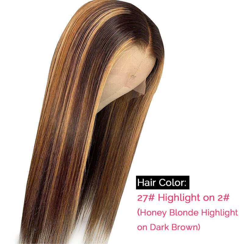 Cranberry Highlight Color 13X4 Swiss Lace Front Wig 100% Human Hair
