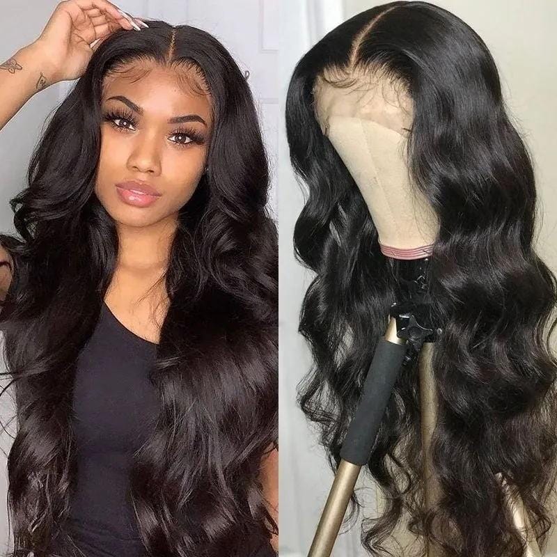 Klaiyi Brazilian 12A Body Wave 13x4 HD Lace Front Wig Glueless Virgin Human Hair Wigs 180% Density