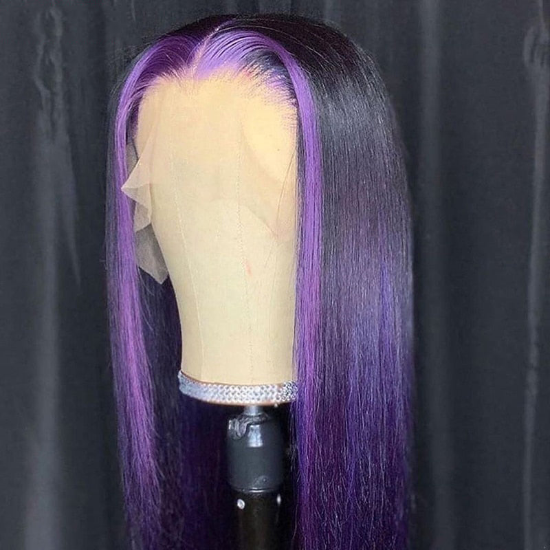 Cranberry Brazilian Highlight Purple 13x4 Lace Front Wig Pre Plucked Body Wave Human Hair Wig