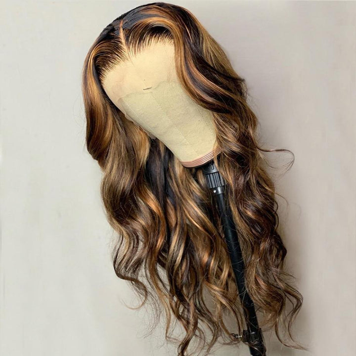 Attractive Highlight 13x4 Lace Front Wigs Body Wave Ombre Brazilian Hair Wigs with Baby Hair
