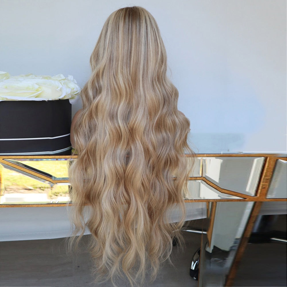 Cranberry Transparent Lace Wigs Blonde Highlight Wig Human Hair 13x4 Lace Frontal Wig 180%