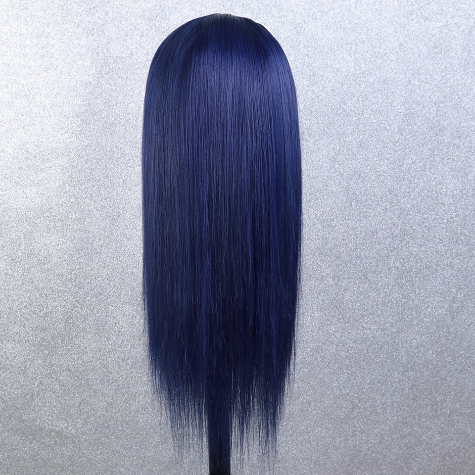 Pretty Dark Blue Transparent Lace Wigs Straight Virgin Hair Wigs 13X4 HD Lace Wig