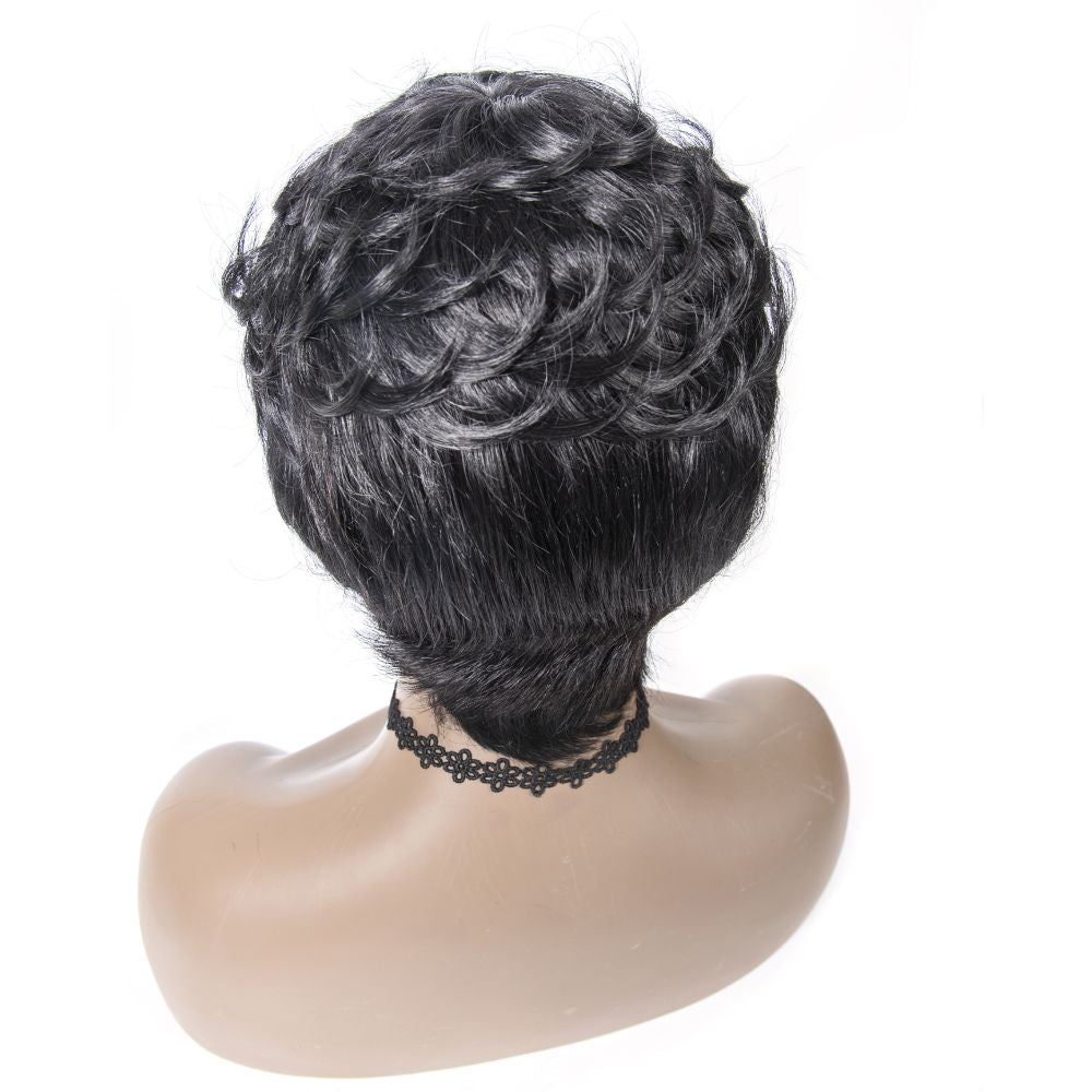 Cranberry Short Pixie cut wigs 1B Color Romance Wave Wig Machine Made Human Wig