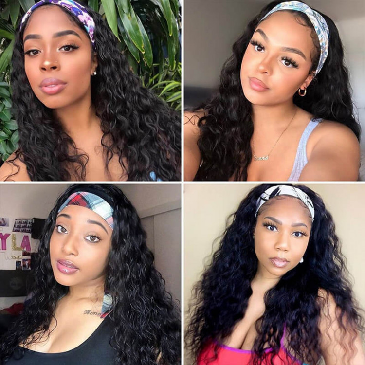 Cranberry Water Wave Human Hair Wig Glueless Wig Brazilian Virgin Hair Headband Wig 180% Density