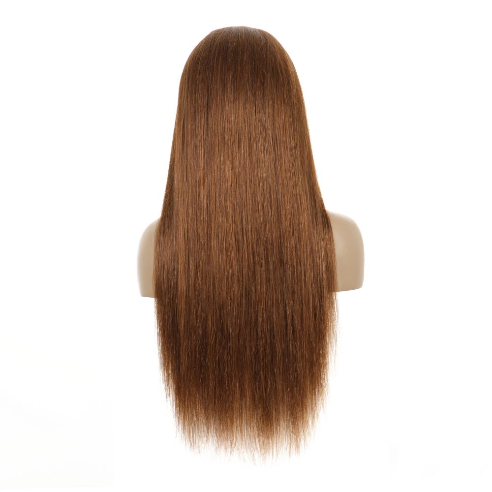 Cranberry Silky Straight Color #4 Human Hair Wig Glueless Wig Brazilian Virgin Hair Machine Made Headband Wig 180% Density - Cranberry Hair