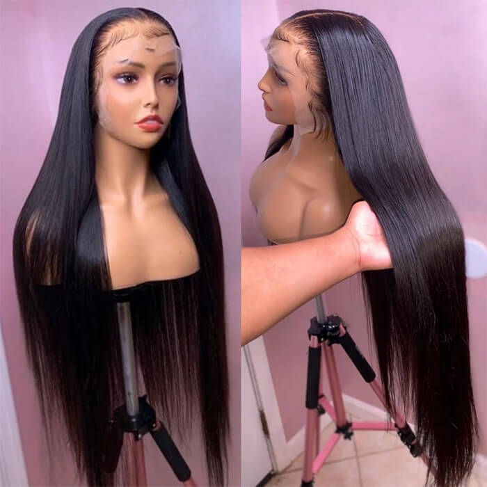 12A Cranberry 13x4 Lace Front Human Hair Wigs Remy Peruvian Straight HD Lace Frontal Wig