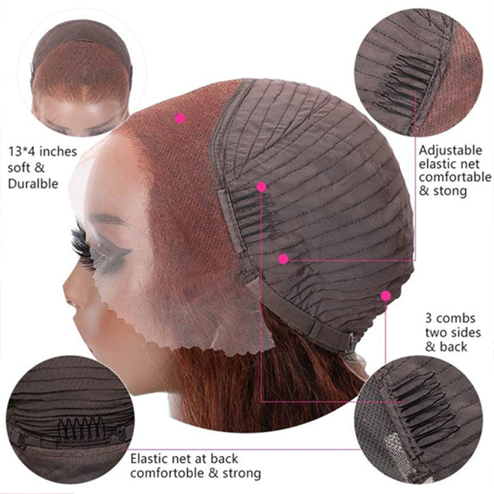 2023 New Short Bob Red Brown Wig #33 Dark Auburn Color 13x4Bob Lace Frontal Wigs