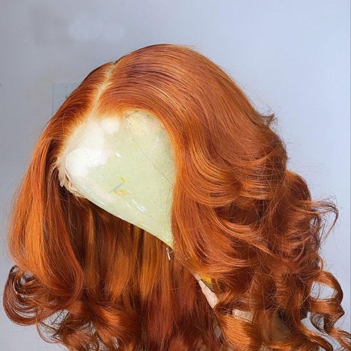 Cranberry 13x6 Ginger Lace Front Wig Pre Plucked Orange Body Wave Frontal Wig