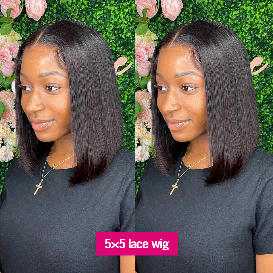 Cranberry Straight Hair 5x5 HD Lace Closure Short Bob Wigs