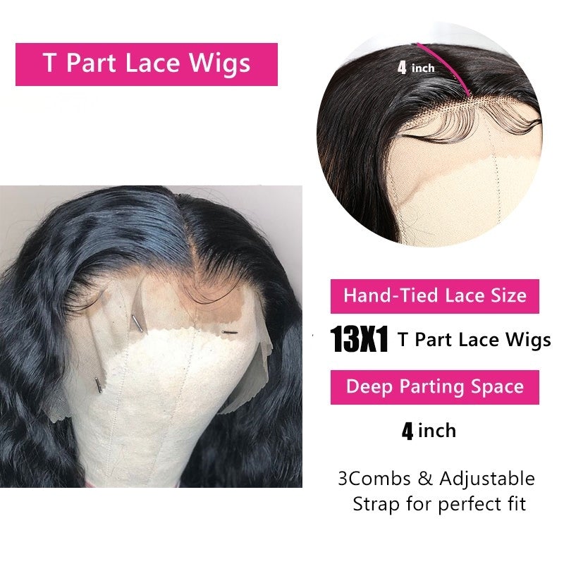 Cranberry Transparent Lace 13X1 T Part Lace Wig Affordable Water Wave Wig