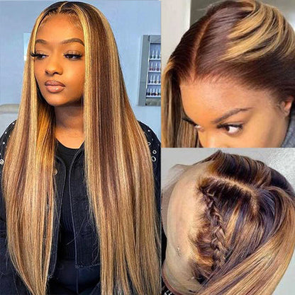 Cranberry Glueless Breathable Wigs 5x5 Lace Wig  Straight  4/27 Color Human Hair Air Wigs