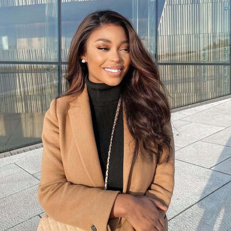 Cranberry Invisible Swiss Lace Highlight Ombre Wavy 13x4 Lace Front Wig Human Hair