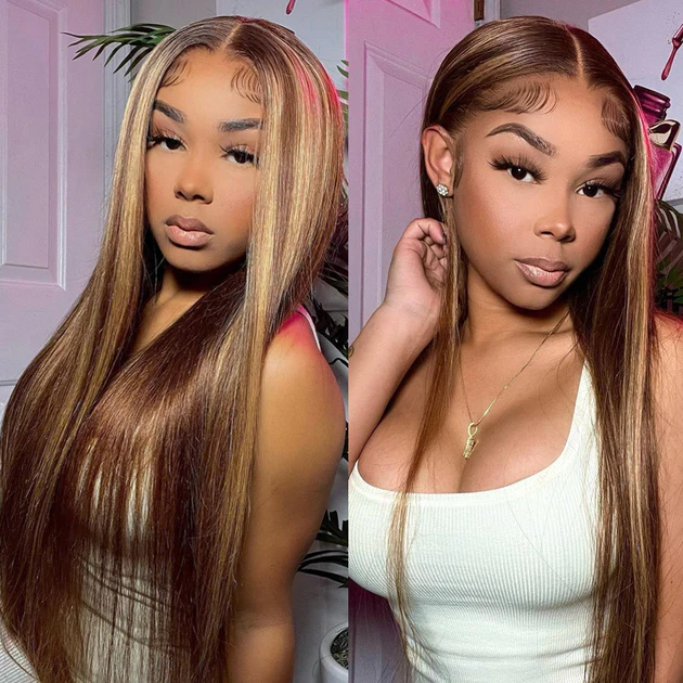 Cranberry Glueless Breathable Wigs 5x5 Lace Wig  Straight  4/27 Color Human Hair Air Wigs