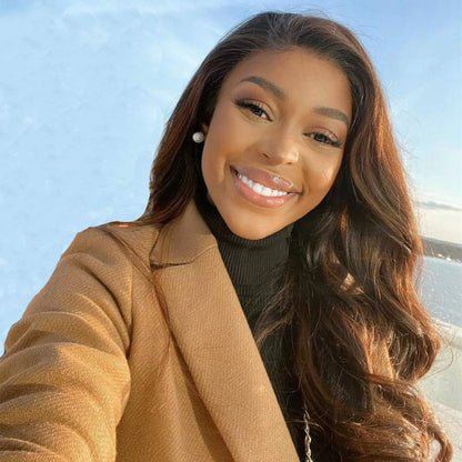 Cranberry Invisible Swiss Lace Highlight Ombre Wavy 13x4 Lace Front Wig Human Hair