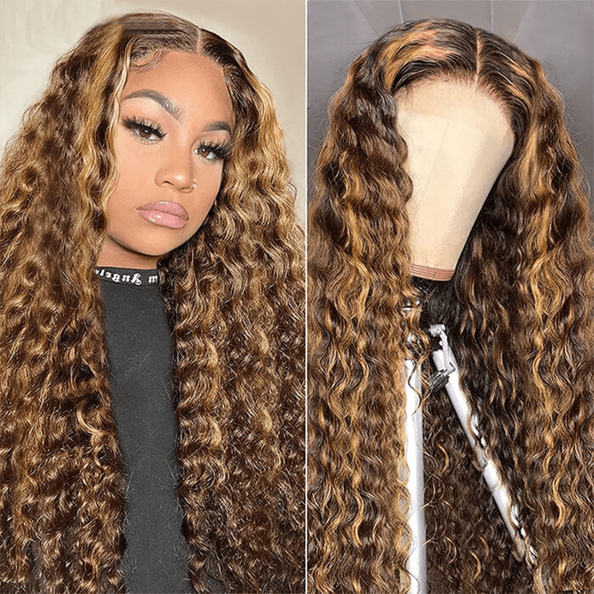 Cranberry Glueless Breathable Wigs 5x5 Lace Wig  Deep Wave 4/27 Color Human Hair Air Wigs