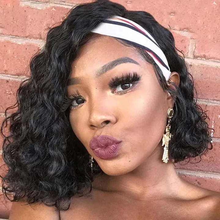 Cranberry Headband Bob Deep/Straight Brazilian Human Hair Wig – 12 Inch