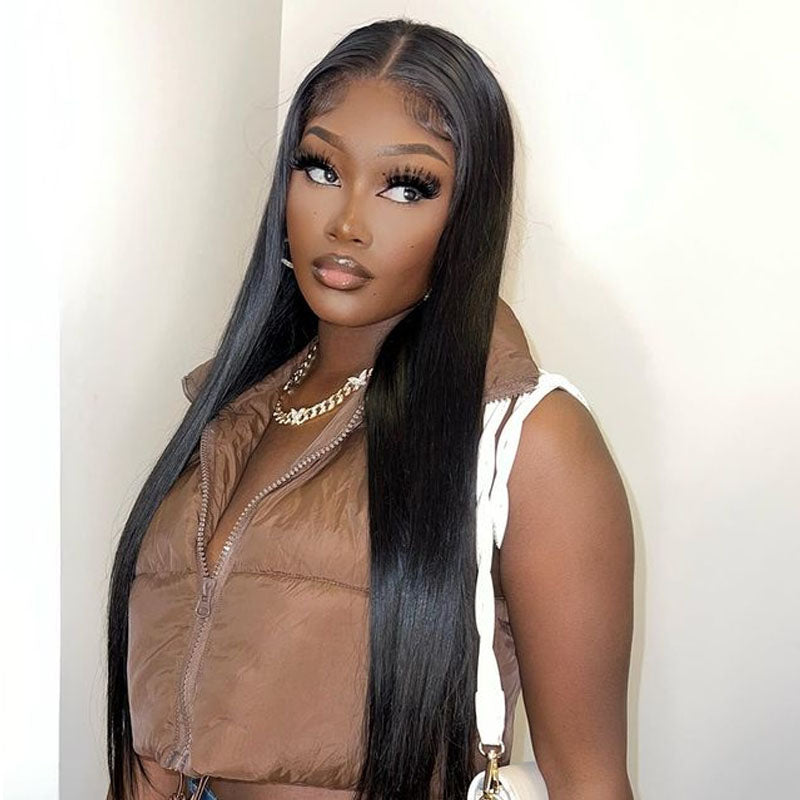 Cranberry 10A Malaysian 4x4 Inch Lace Closure Human Hair Wigs Straight Remy Hair Wigs Natural Color