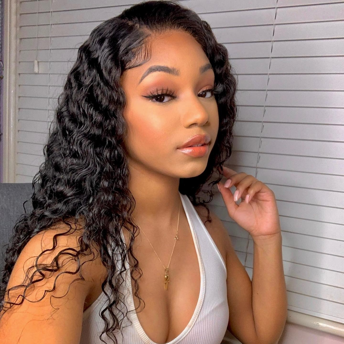 Cranberry 10A 4x4 Lace Closure Human Hair Wigs 180% Density Peruvian Deep Wave Hair Wig