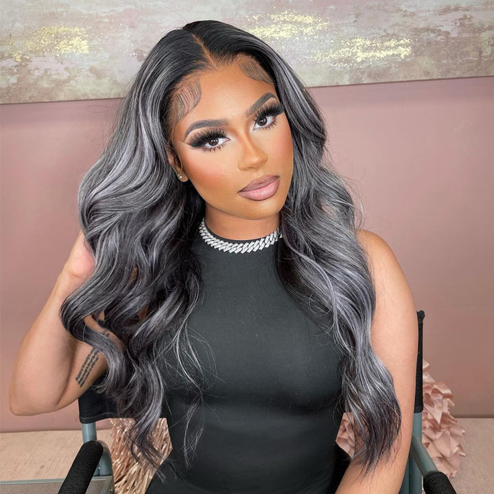 Lovely dark grey wig. Rated 4???? Glueless HD Lace Front Wig: Salt Pepper Gray #44 Synthetic  main image 4