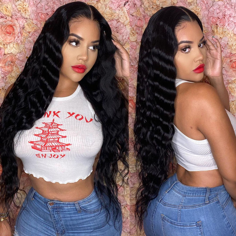 Cranberry 12A HD Lace 4X4 Loose Deep Wave Virgin Hair Long Transparent Pre-plucked Wig