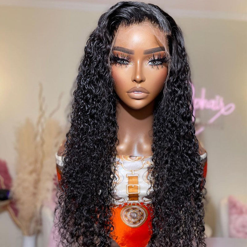 12A Cranberry Water Wave Transparent HD 13X6 Lace Front Wigs Glueless Pre Plucked 36 inch Long Wig