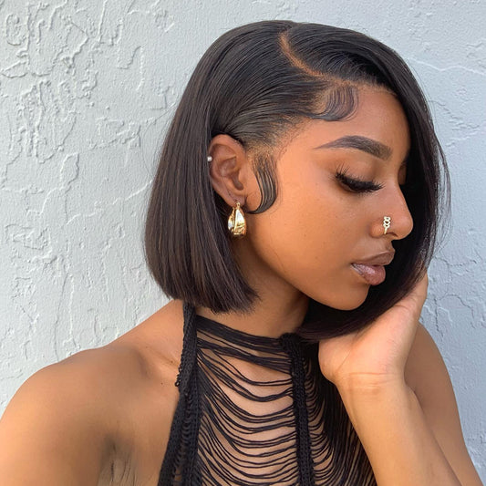 Cranberry Straight Lace Front Bob Wigs Short Indian Human Hair Wigs For Black Women
