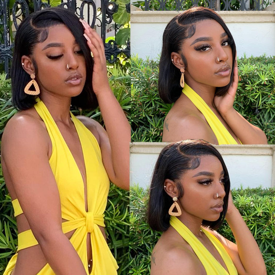Cranberry Straight Lace Front Bob Wigs Short Indian Human Hair Wigs For Black Women