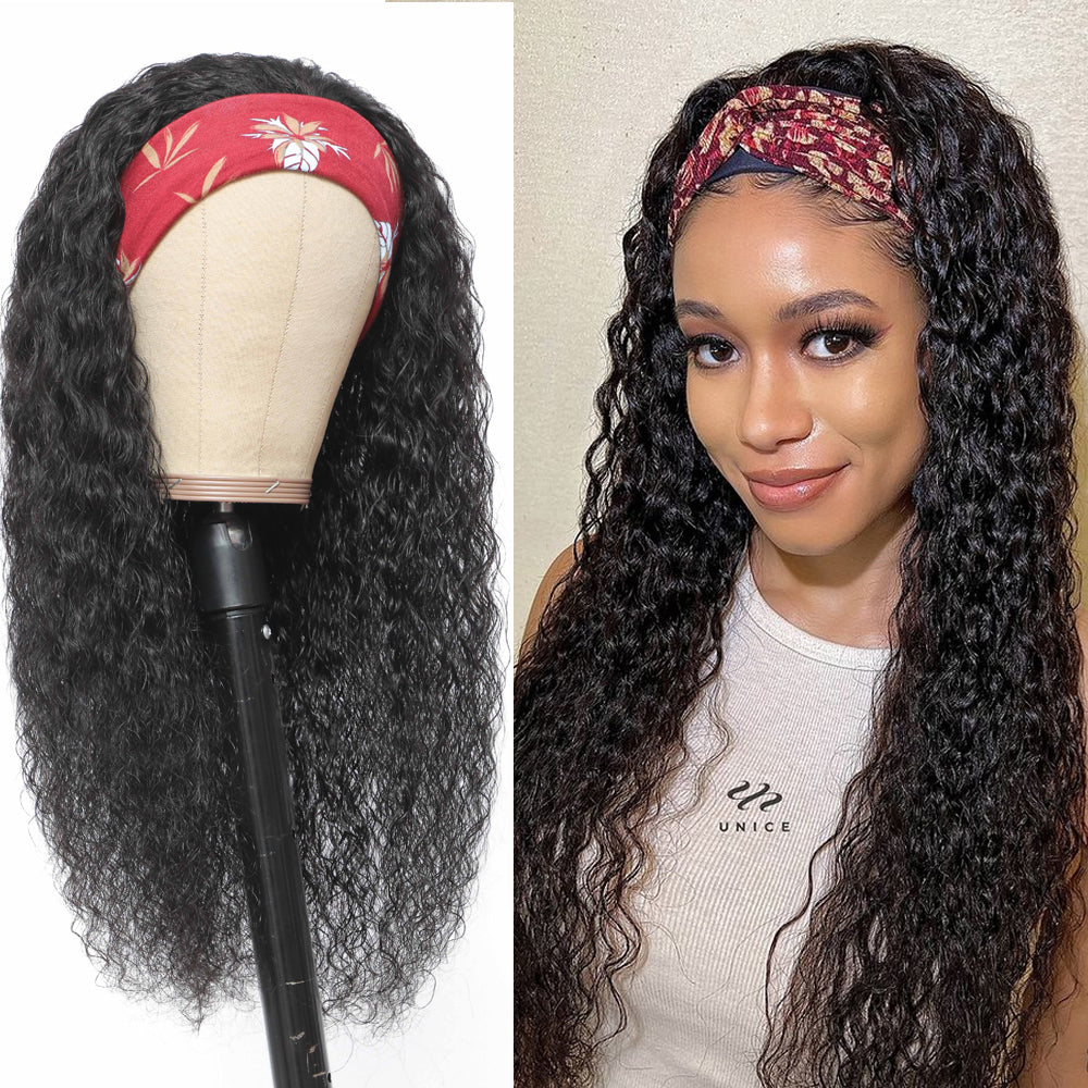 Cranberry Water Wave Human Hair Wig Glueless Wig Brazilian Virgin Hair  Headband Wig 180% Density
