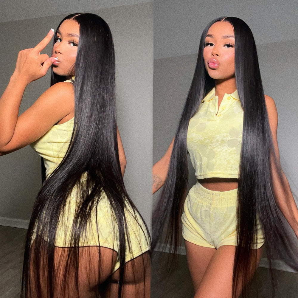 Cranberry 12A 5X5 Silky Straight Pre Plucked Virgin Hair 18-36 inches HD Lace Closure Long Wigs