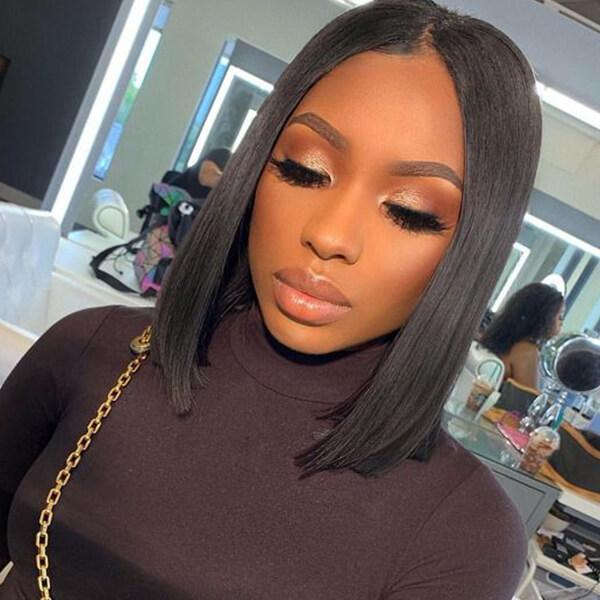 Cranberry Short Bob Silky Straight Closure Lace wig for Black Women Human Hair Wigs-12 inches