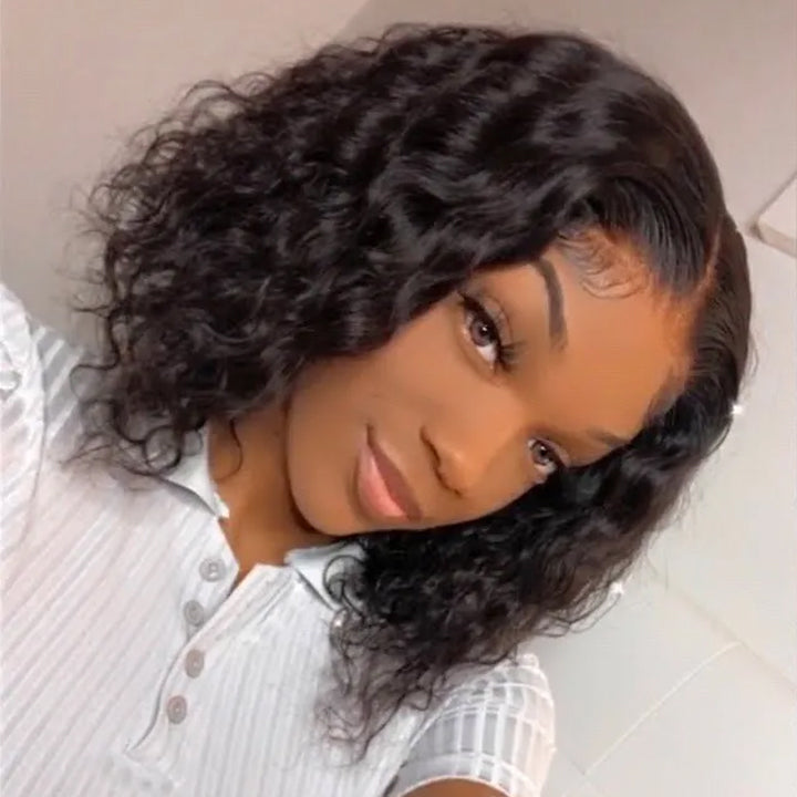 Cranberry Lace Closure Short 10-12 inches Bob Water Wave Glueless Human Hair Wig