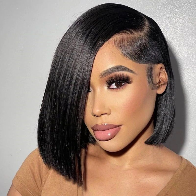 Cranberry Short Bob Straight 13x6 HD Lace Frontal 200% Density Wigs for Black Women