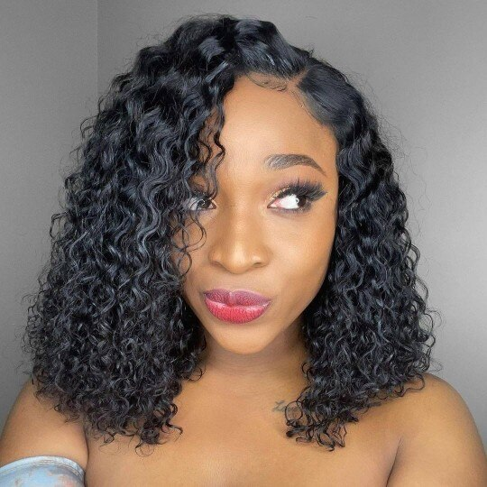 Cranberry Curly Lace Front Bob Wigs Short Indian Human Hair Wigs For Black Women - Cranberry Hair
