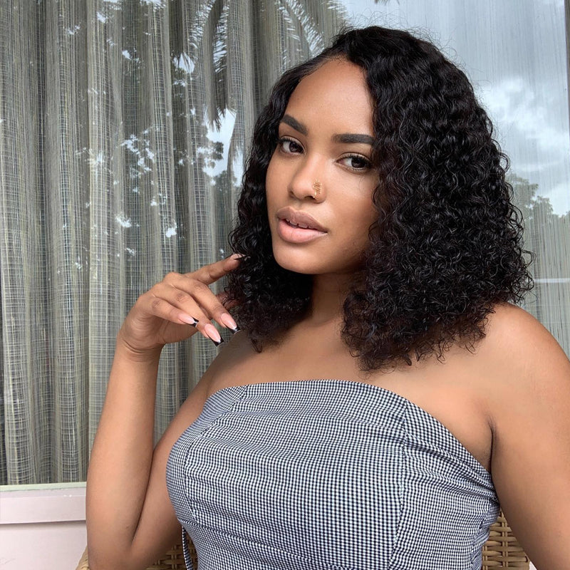 Cranberry Short Curly Wave Bob Wigs 4X4 HD Lace Closure Glueless Crown Series Wigs