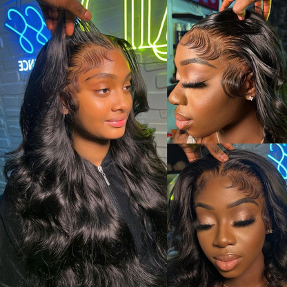 12A Cranberry Real 13X4 HD Body Wave Natural Black Long Lace Front Glueless Wig