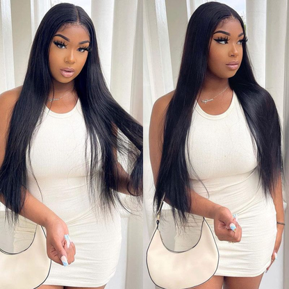 Cranberry T-Part 13X1 HD Middle Part Lace Closure Silky Straight Natural Black Human Hair Wig