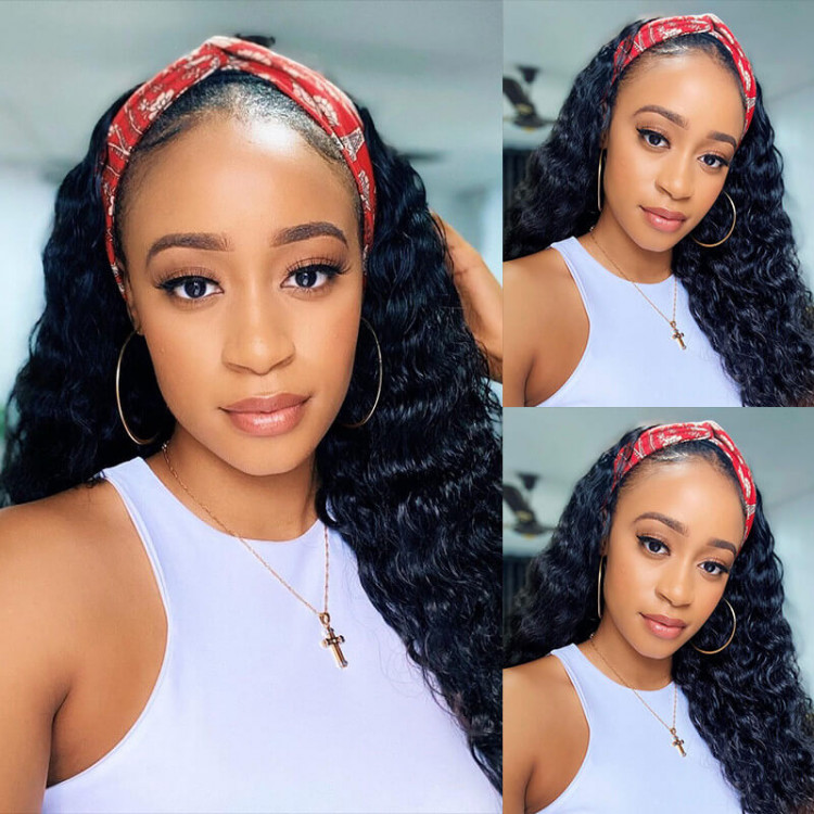 Cranberry Loose Deep  Wave Human Hair Wig Glueless Wig Brazilian Virgin Hair  Headband Wig 180% Density