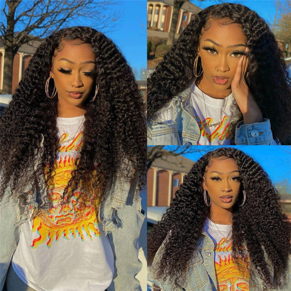 Cranberry 13x4 T Part Lace Front Wigs Brazilian Jerry Curly Human Hair Wigs 180% Density Pre-plucked - Cranberry Hair
