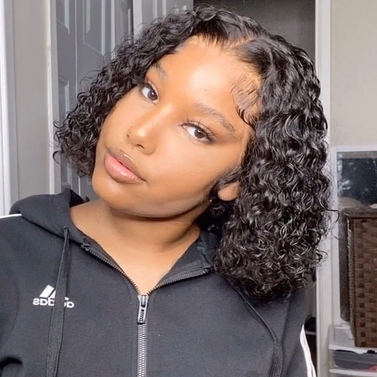 Cranberry Curly Lace Closure Bob Wigs Short Indian Human Hair Wigs For Black Women