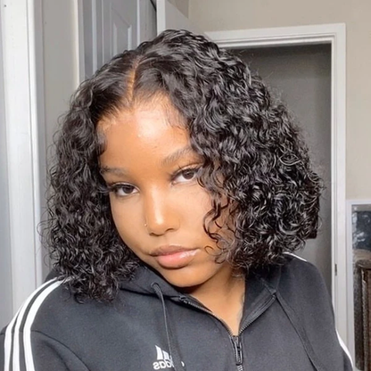 Cranberry Curly Lace Closure Bob Wigs Short Peruvian Human Hair Wigs For Black Women