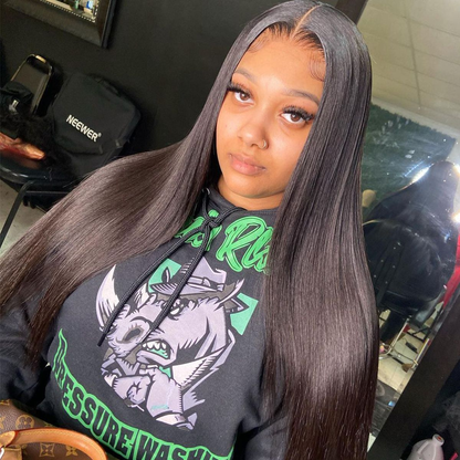 Cranberry T-Part 13X1 HD Middle Part Lace Closure Silky Straight Natural Black Human Hair Wig