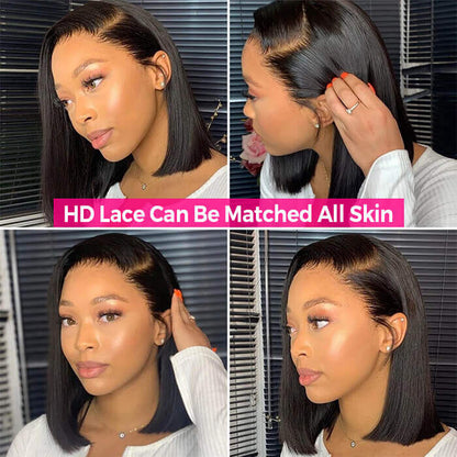 Cranberry Affordable Straight Bob Wig Human Hair Pre Plucked Glueless Lace Front Wig