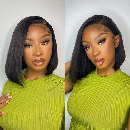 Cranberry Affordable Straight Bob Wig Human Hair Pre Plucked Glueless Lace Front Wig
