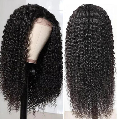 Cranberry 12A Real 4X4 HD /Transparent Lace Closure Curly Wave Glueless Long Wig