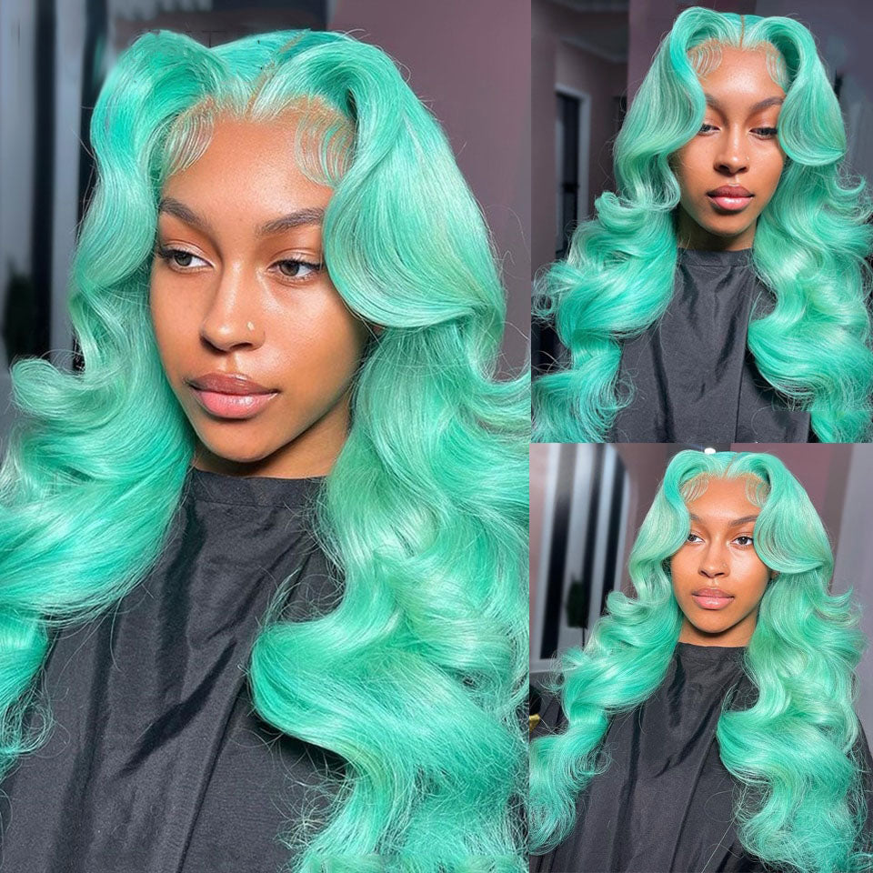 Celebrity store Hawaiian green wave lace wig