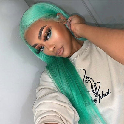 Cranberry Mint Green Colored Human Hair Wigs Body Wave 13x4 HD Lace Frontal Wig 30 Inch Straight Lace Front Wigs For Women Pre Plucked