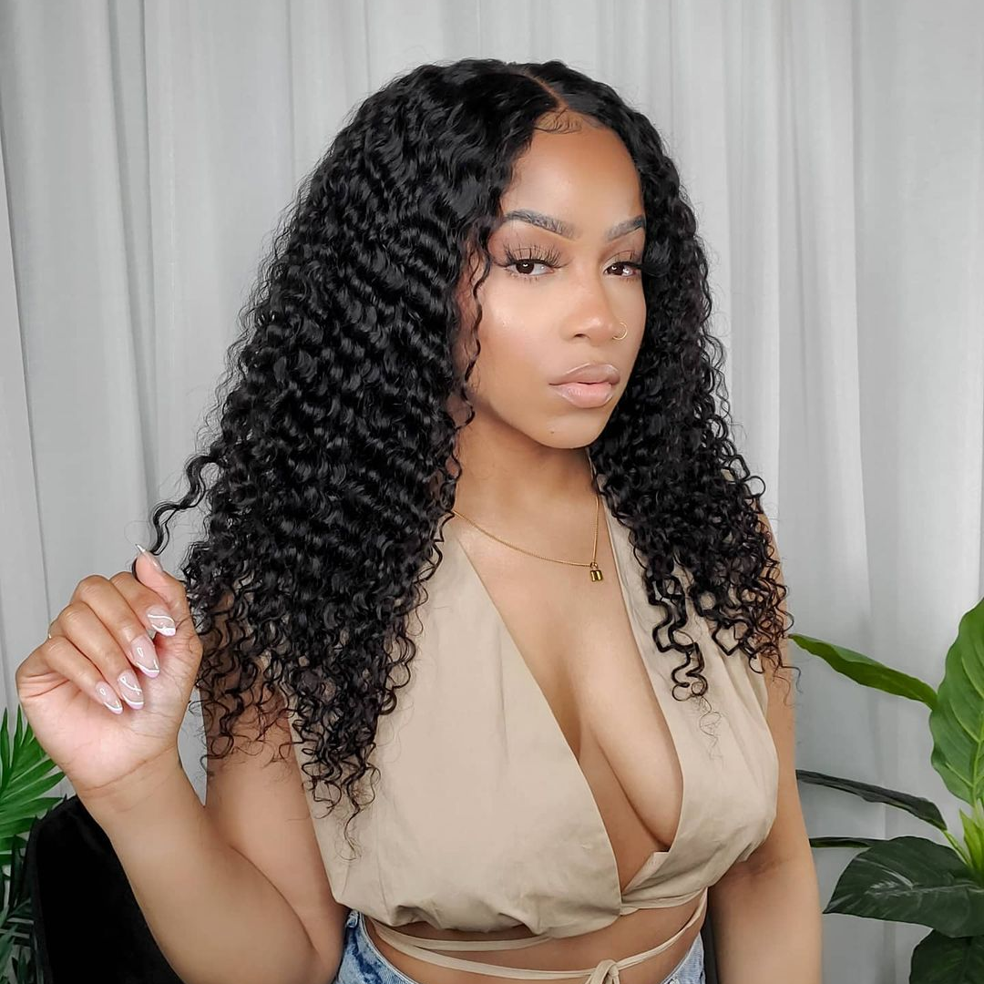Cranberry 10A Remy Indian Curly Lace Closure Wigs  4x4 Human Hair Wigs For Black Women